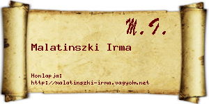 Malatinszki Irma névjegykártya