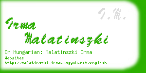 irma malatinszki business card
